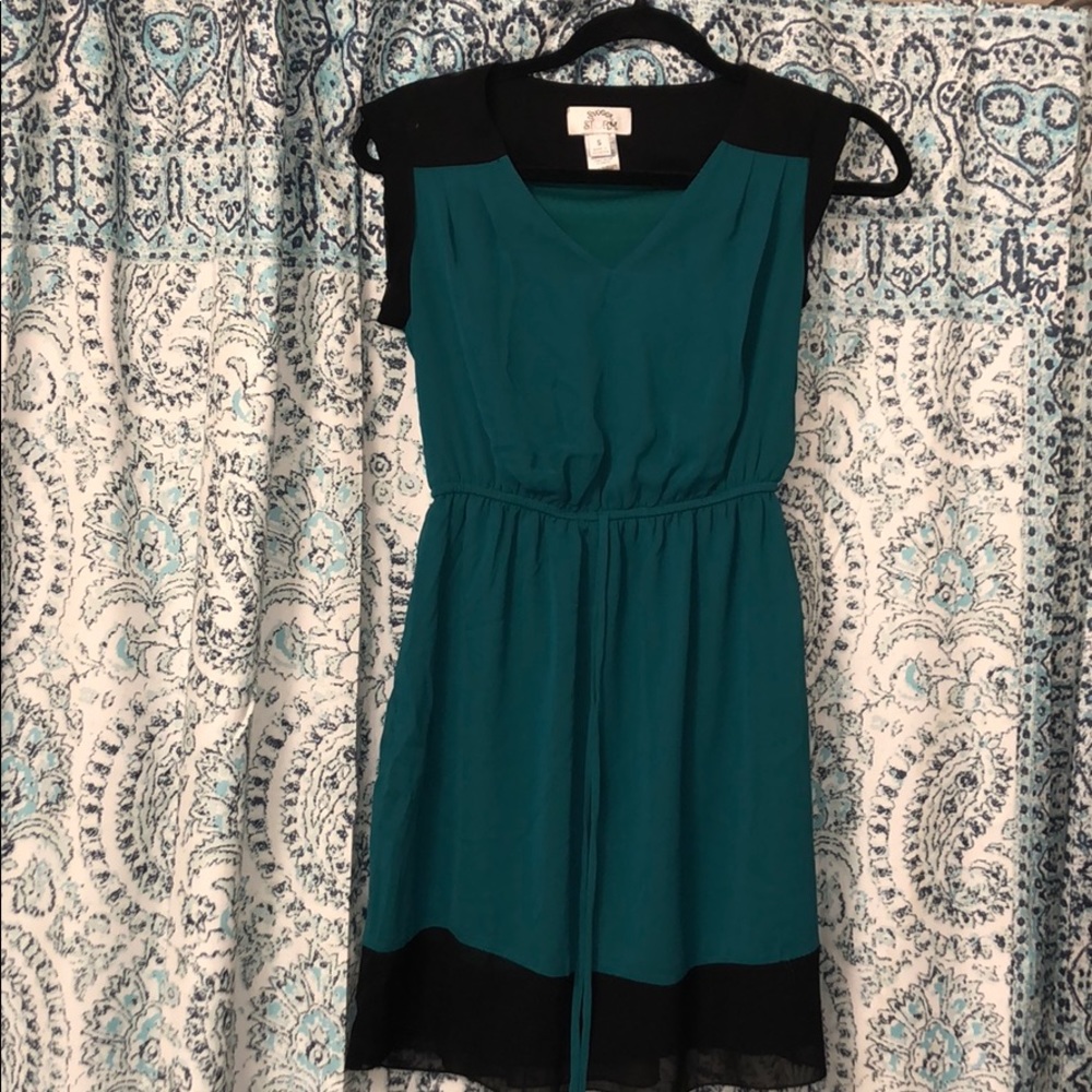 Green and black dress